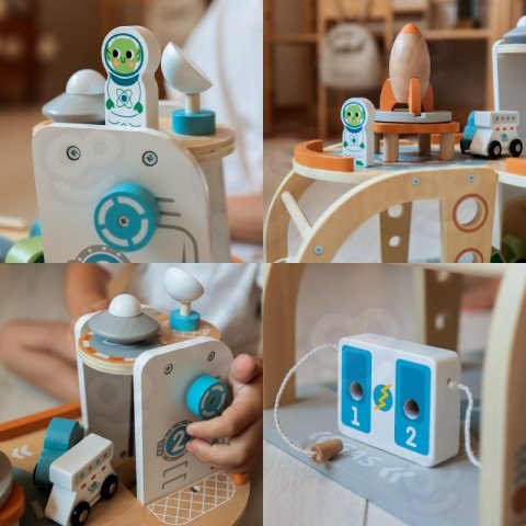 TOOKY TOY Drewniany Kosmiczny Parking Stacja Kosmiczna