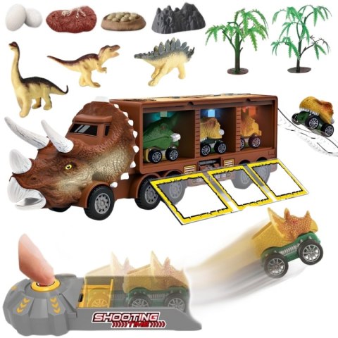 WOOPIE Cięzarówka Dinozaur z Wyrzutnią i Samochodzikami 15 el.