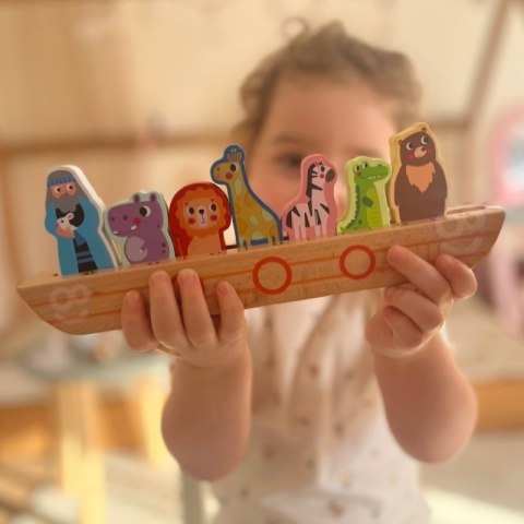 TOOKY TOY Drewniana Układanka Łamigłówki dla Dzieci Noe i Zwierzęta