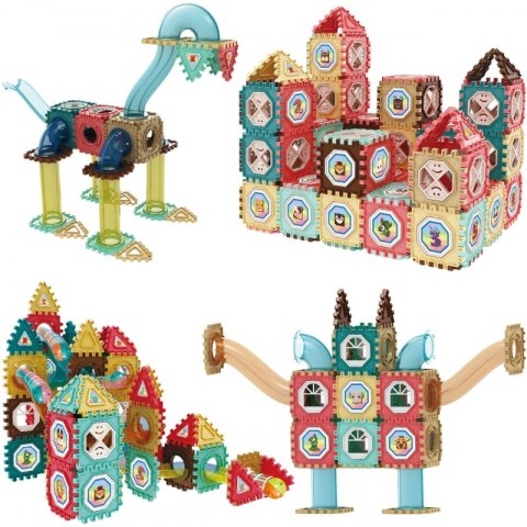 WOOPIE Klocki Konstrukcyjne 3D Zestaw Edukacyjny Tor Kulkowy 128el.