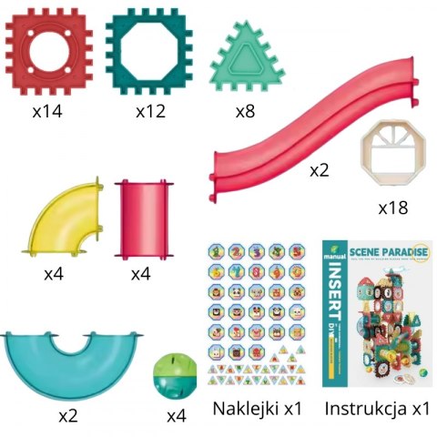 WOOPIE Klocki Konstrukcyjne 3D Zestaw Edukacyjny Tor Kulkowy 68el.