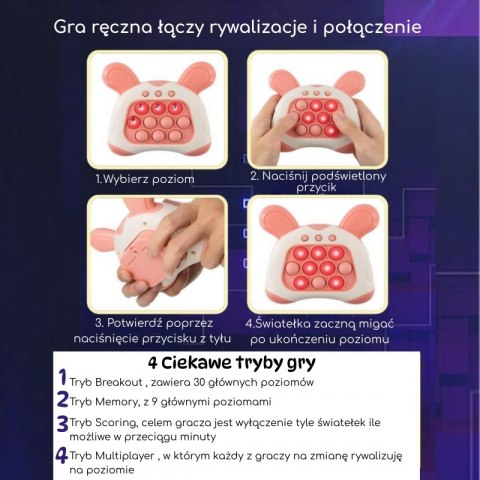 WOOPIE Gra POP IT Elektryczna Antystresowa Zręcznościowa Uszy Króliczka