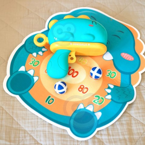 WOOPIE Gra w Rzutki Pistolet Dinozaur na Kulki Rzepy Tarcza Punkty Strzelanie