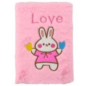 Pluszowy Notatnik w Linie Z Króliczkiem Napis Love Różowy