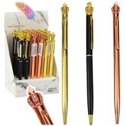 Długopis Metalowy Automatyczny Korona Niebieski Tusz 1.0mm