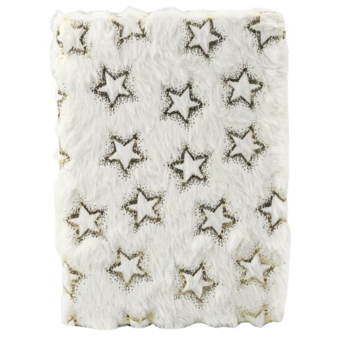 Pluszowy Zeszyt Notatnik W Linie Złote Gwiazdki Biały A5 80 Kartek