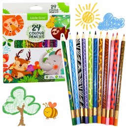 Zestaw Kredek Ołówkowych Kolorowe Drewniane Szkolne 24el