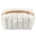 Kosmetyczka Pluszowa Z Uchwytem Pojemna Biała 20cm