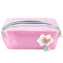 Piórnik Kosmetyczka Kokardka Połyskujące Drobinki Różowy