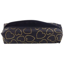 Piórnik Szkolny Biurowy Jednokomorowy Złote Serca Czarny 20x6,5 cm