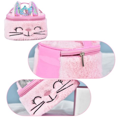 Pluszowa Kosmetyczka Dziecięca Króliczek Brokat Różowa 20cm