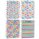 Torba Prezentowa Serca Gwiazdki Kropki Paski Kolorowe 23 x 18 x 10,5 cm