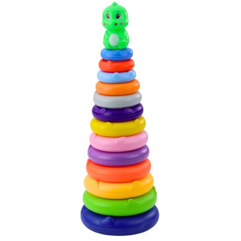 Wieża Piramidka Dinozaur Kolorowa 13 Kółek 45 x 15,5 x 15,5 cm