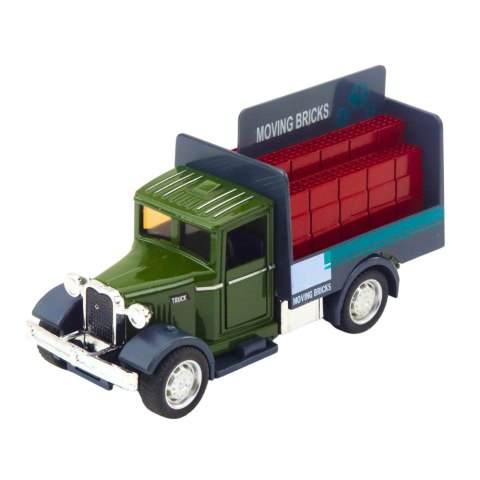 Ciężarówka Klasyczna Metalowa Napęd Pull Back Światła Dźwięki