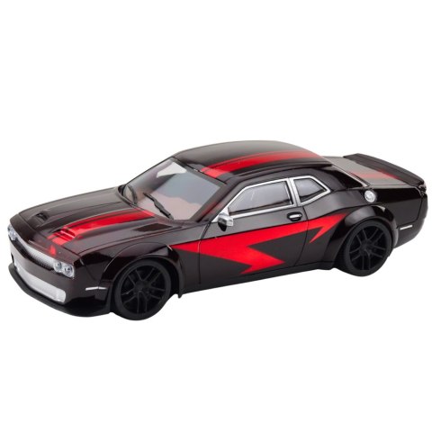 Samochód Sportowy Napęd Błyszcząca Karoseria Czarny Czerwone Linie