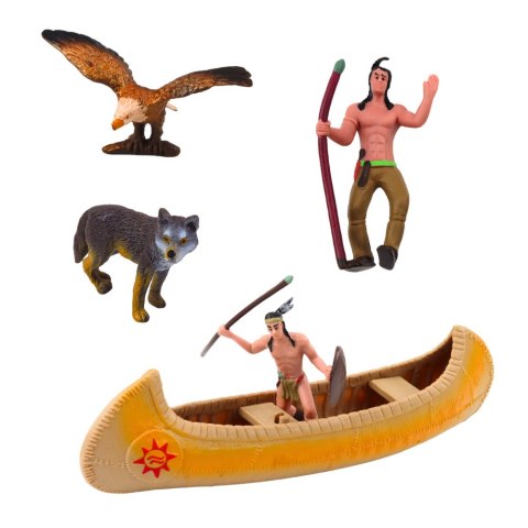 Zestaw Indiański Figurki Wioska Indianie Namiot Tipi KajakTotem