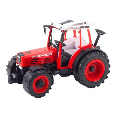 Traktor Pojazd Rolniczy Farmerski Z Siewnikiem Czerwony 34cm