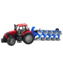 Traktor Rolniczy Farmerski Z Pługiem Napęd Czerwony 50cm