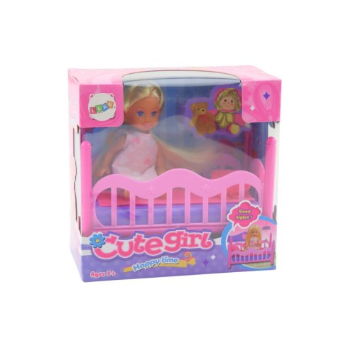 Zestaw Mini Laleczka W Piżamie Łóżeczko Różowe
