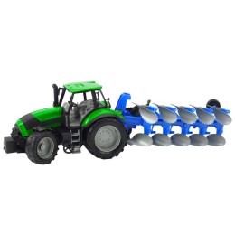 Traktor Rolniczy Farmerski Z Pługiem Napęd Zielony 50cm