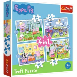 Puzzle - 4w1 (12,15, 20, 24) - Wspomnienia z wakacji - Świnka Peppa - Trefl 34359