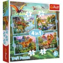 Puzzle - 4w1 (12, 15, 20, 24) - Wyjątkowe dinozaury - Trefl 34609
