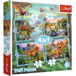 Puzzle - 4w1 (12, 15, 20, 24) - Wyjątkowe dinozaury - Trefl 34609