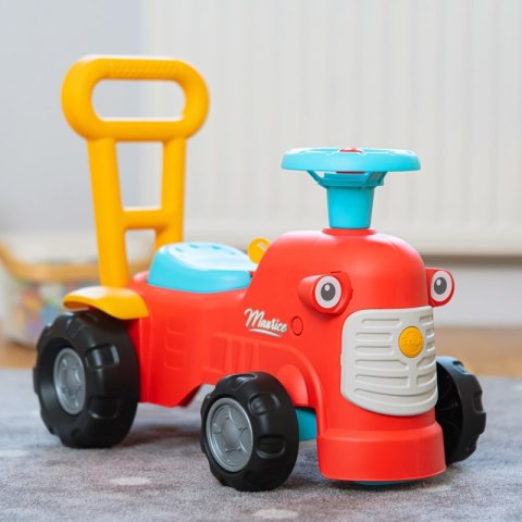 FALK Maurice Traktorek Jeździk Czerwony Pchacz Odpychacz Schowek od 1 roku