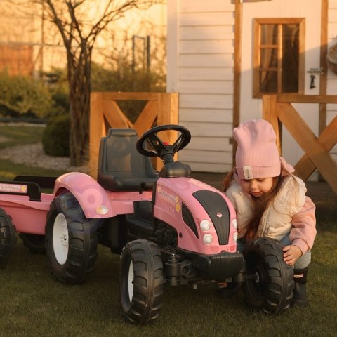 FALK Traktor Country Star Różowy na Pedały + Przyczepka i Klakson od 2 Lat.