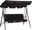 Huśtawka Trzyosobowa Ogrodowa Bujana Materac Czarna