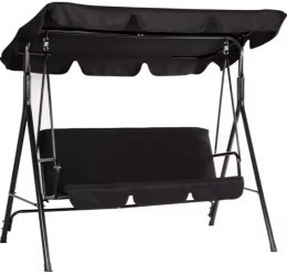Huśtawka Trzyosobowa Ogrodowa Bujana Materac Czarna