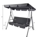 Huśtawka Trzyosobowa Ogrodowa Bujana Materac Szara