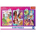 Puzzle - 3x80 - Księżniczki przyjaciółki - Disney Princess - Trefl 34884