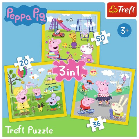 Puzzle - 3w1 (20, 36, 50) - Wesoły dzień Peppy - Świnka Peppa - Trefl 34849
