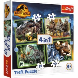 Puzzle - 4w1 (12, 15, 20, 24) - Groźne dinozaury - Universal Jurassic World - Trefl 34607