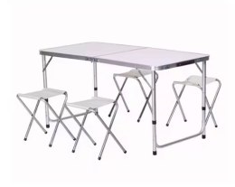 Zestaw Turystyczny Stolik Składany Kempingowy 4 Krzesła Szary