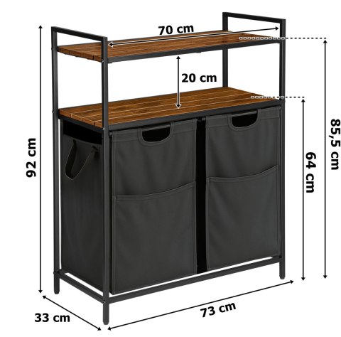 Kosz na pranie z półkami 2 komory MIRUN