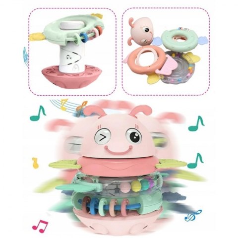 WOOPIE Baby Wańka Wstańka Zabawka Sensoryczna 2w1 Grzechotka Gryzak Różowa