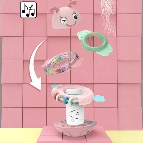 WOOPIE Baby Wańka Wstańka Zabawka Sensoryczna 2w1 Grzechotka Gryzak Różowa