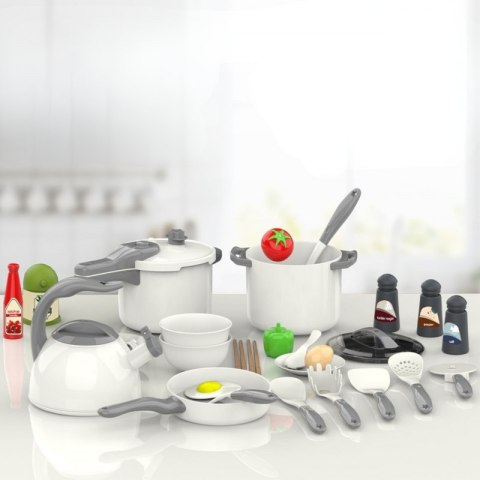 WOOPIE Zestaw Małego Kucharza Garnki Patelnia Czajnik Biały 32el.