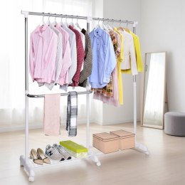 Wieszak regulowany stojący na kółkach Rufo biały