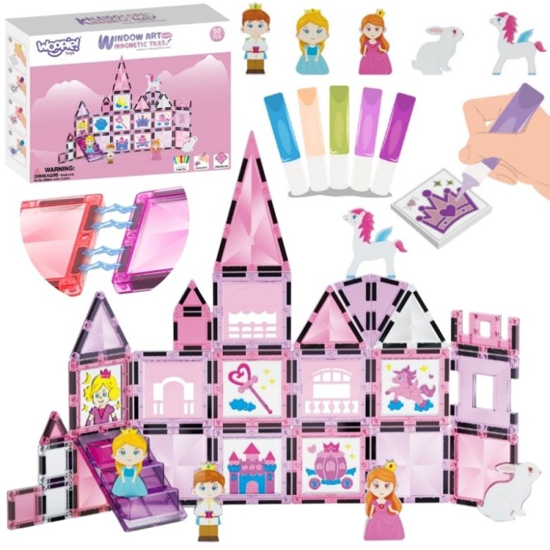 Woopie Klocki Magnetyczne – Zestaw Zamek Księżniczki 50 el.