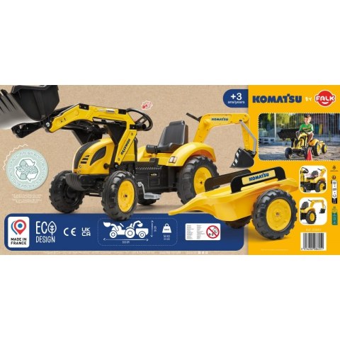 FALK Traktor KOMATSU na Pedały Koparka Łyżka Przyczepka od 2 lat