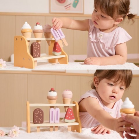 VIGA Drewniana Lodziarnia Sklepik Zestaw z Lodami 6 szt Lodów