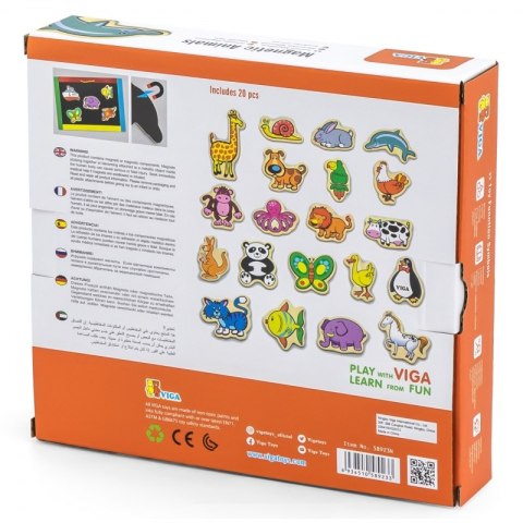VIGA Drewniane Magnesy Zwierzęta zestaw 20 elementów