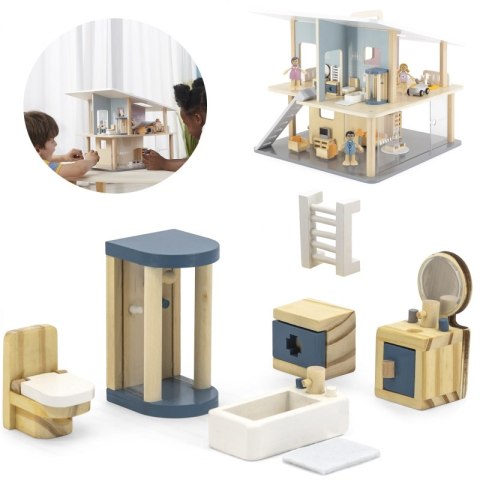 VIGA PolarB Zestaw Mebelków do Domku dla Lalek Łazienka 3+
