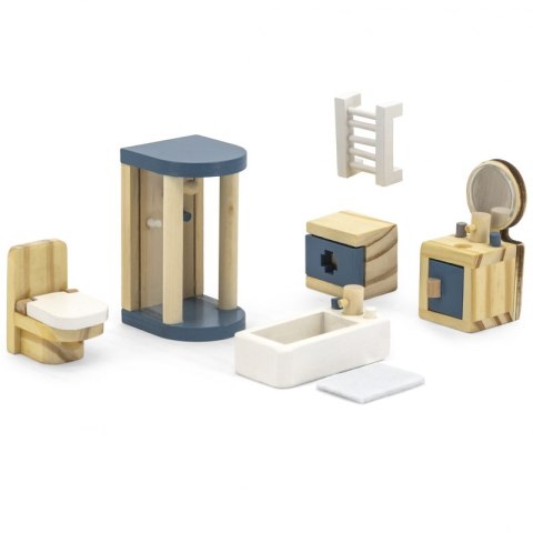 VIGA PolarB Zestaw Mebelków do Domku dla Lalek Łazienka 3+