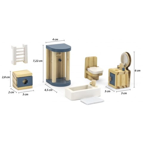 VIGA PolarB Zestaw Mebelków do Domku dla Lalek Łazienka 3+