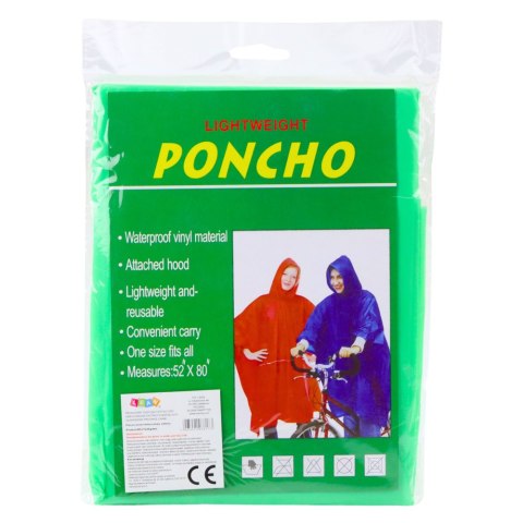 Płaszcz Peleryna Przeciwdeszczowa Wielokrotnego Użytku Zielona 132 x 203 cm