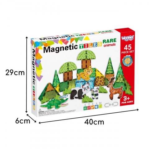 WOOPIE Klocki Magnetyczne Konstrukcyjne 3D Zestaw Edukacyjny Rzadkie Zwierzęta 45el.